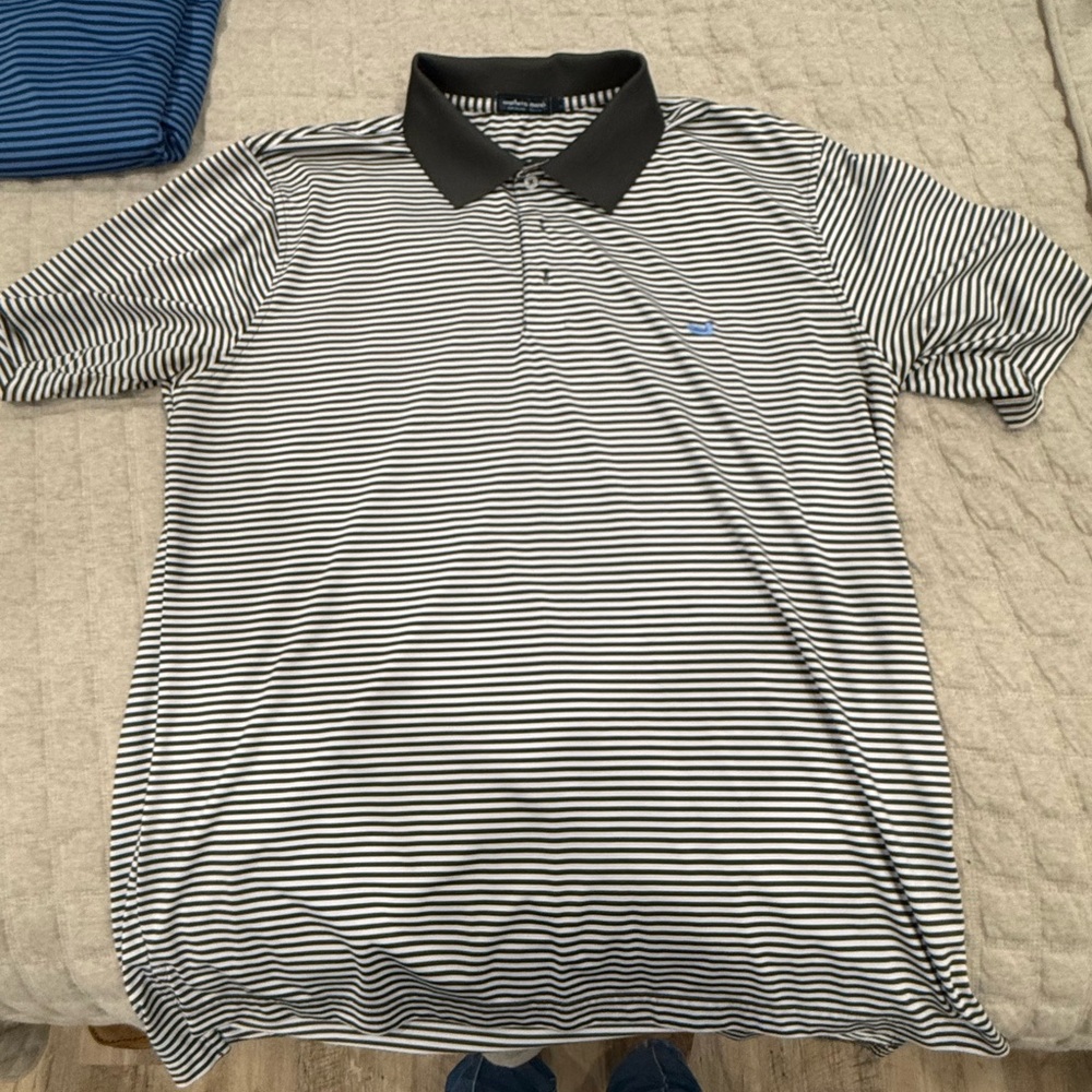 Southern Marsh Black and White Striped Polo